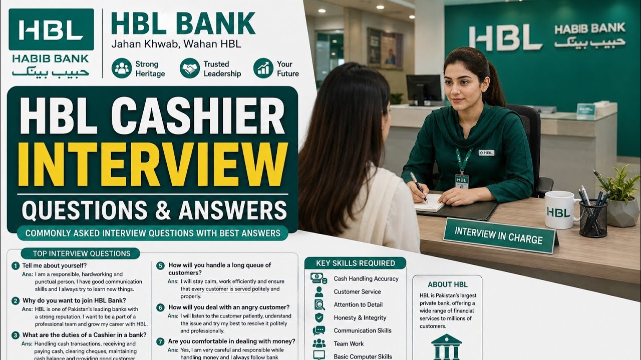 HBL Bank Cashier Job Interview Questions & Their Answers - Habib Bank Limited Cashier Interview Qus