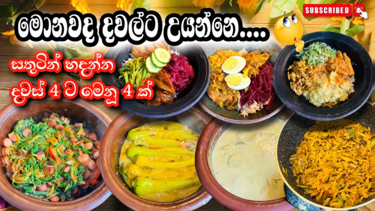දවස් 4 කට ලේසිම මෙනු 4ක්😍🍽️/Lunch Menu Ideas /Sinhala /Fr.Diaries 🇫🇷