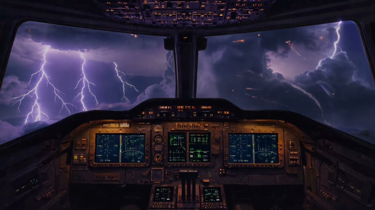 Storm Evasion at Night | Distant Lightning Horizon from the Jet Flight Deck