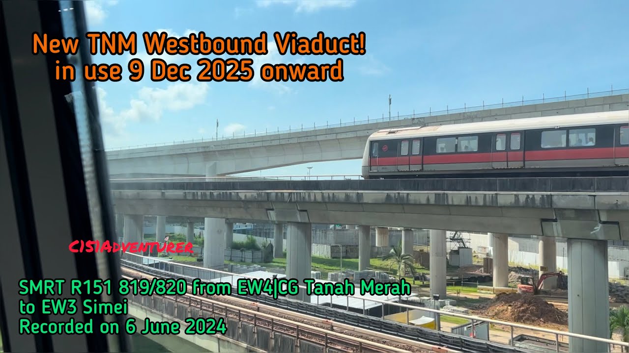[New Tanah Merah Viaducts] SMRT R151 819/820 Ride from EW4|CG Tanah Merah to EW3 Simei