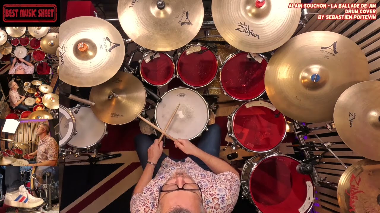 🥁 Alain Souchon La Ballade de Jim DRUM COVER | Drum Sheet Music Alain Souchon La Ballade de Jim