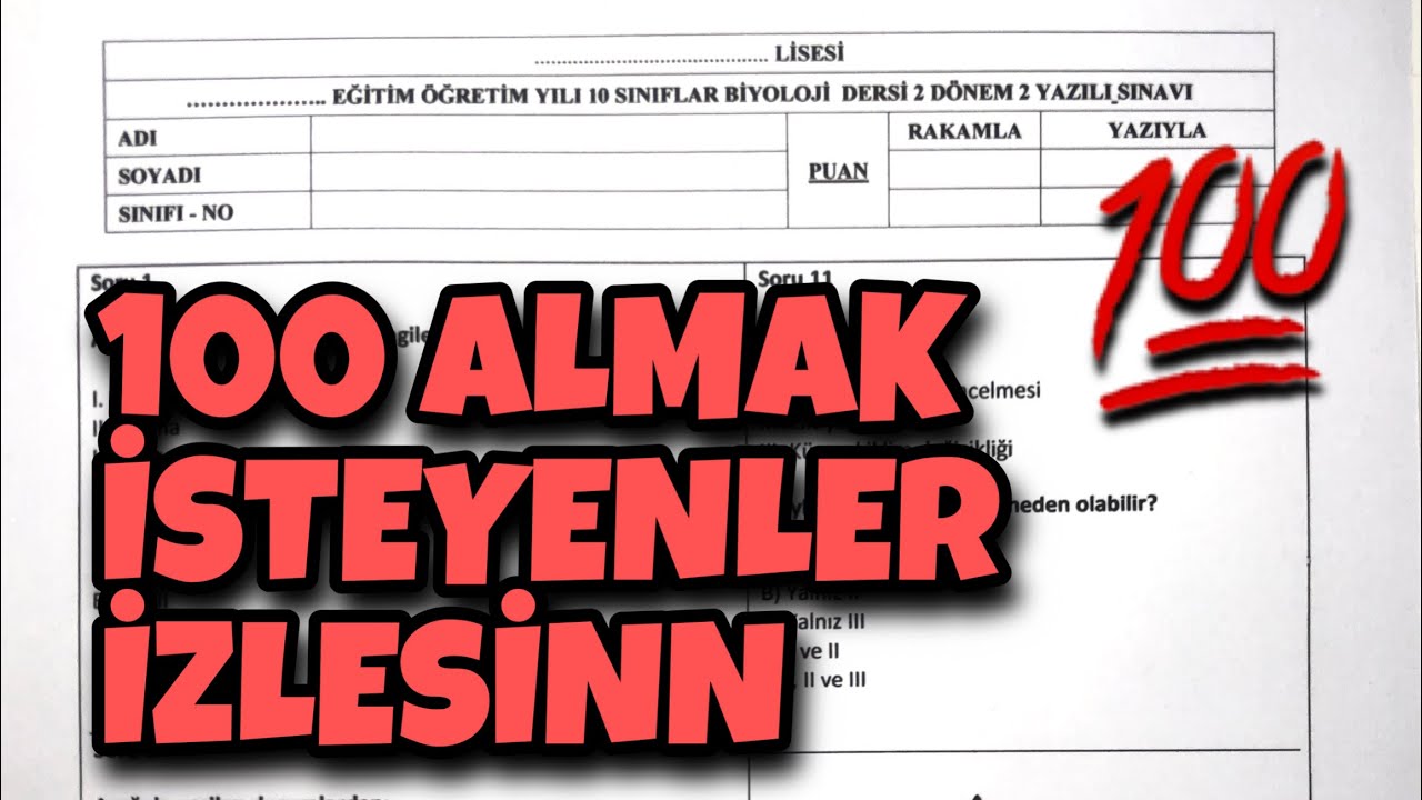 10.Sınıf Biyoloji 2.Dönem 2.Yazılı