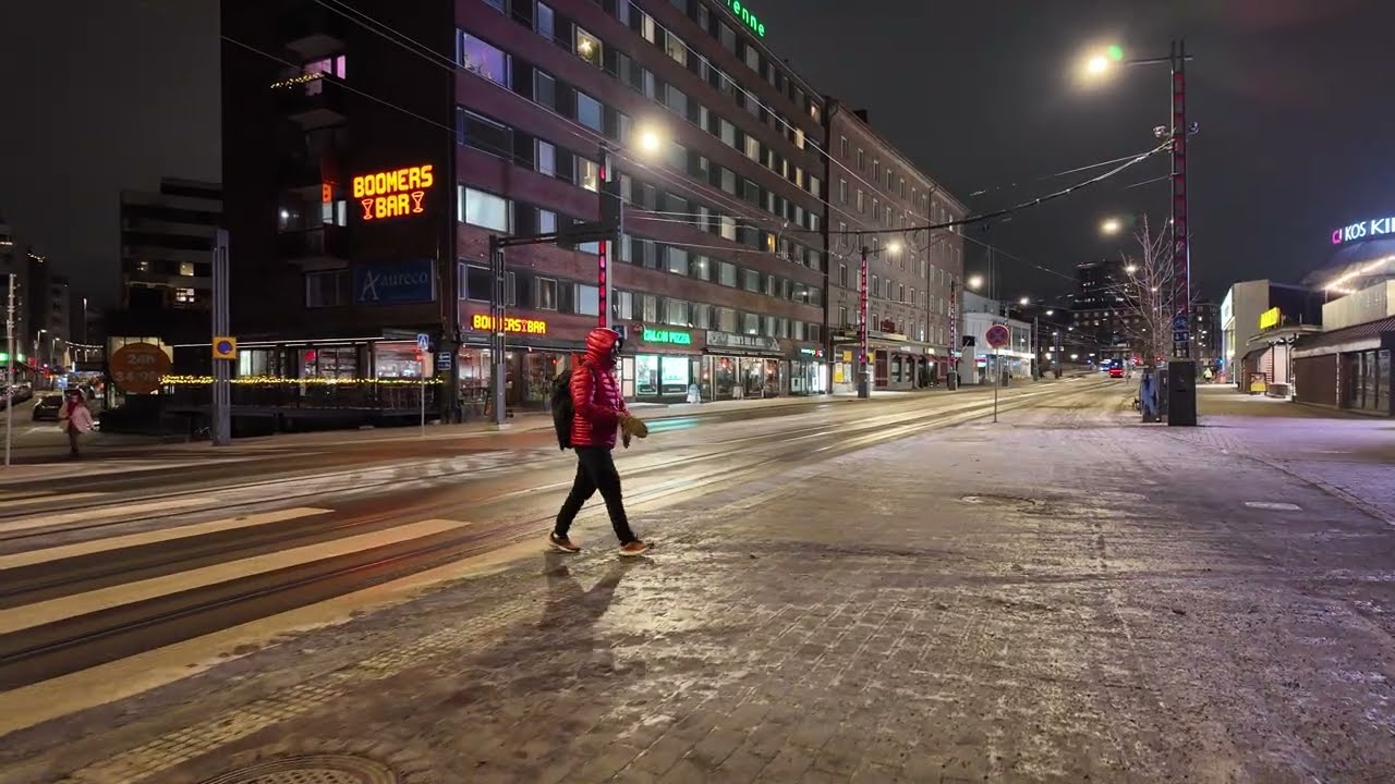 Tampere Night Winter Walk 🇫🇮 Cold City Centre | Finland 2026 4K Binaural Walking Tour 🇫🇮