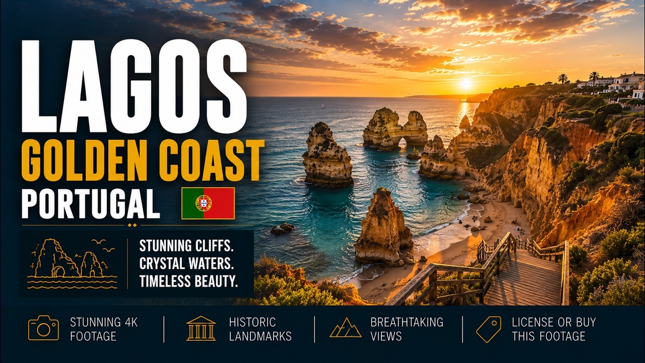 Lagos ● Portugal 🇵🇹 Golden Coast by Drone 【4K】  Aerial Cliff view