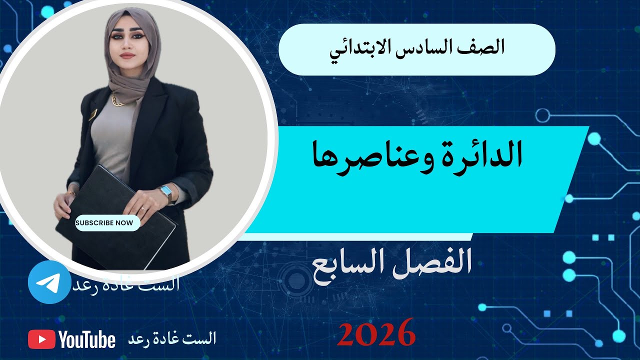 شرح وتمارين الدائرة وعناصره الصف السادس ابتدائي ضمان ال100🔥الفصل السابع 
