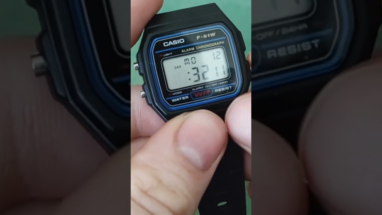 how to set the time on a casio f-91w