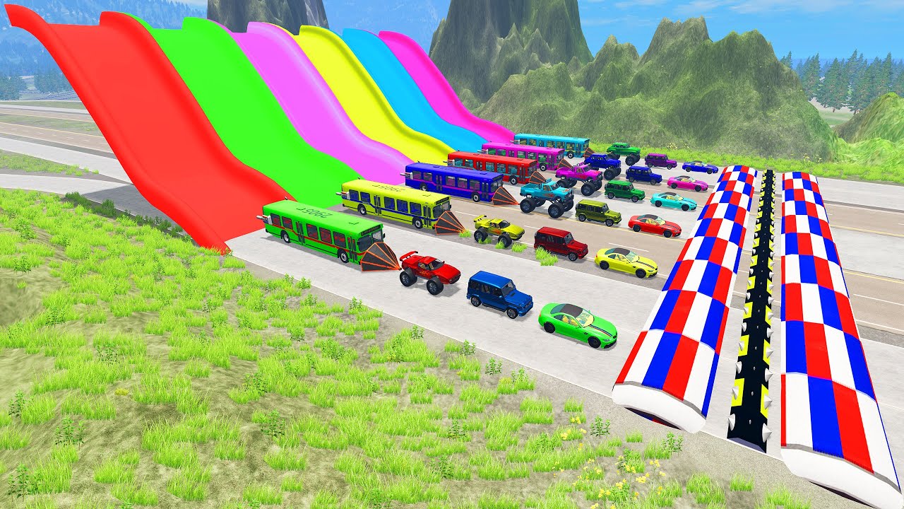 HT Gameplay Crash # 396 | Big Cars vs Trap Colors High Speed & Monster Trucks vs Speed Bumps Fail