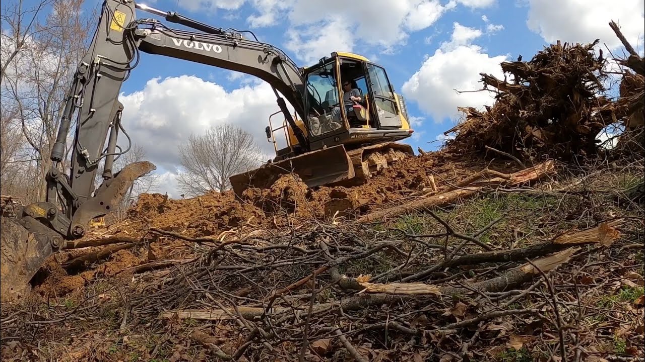 Land Clearing and Excavation with Volvo 140 Excavator for New Construction