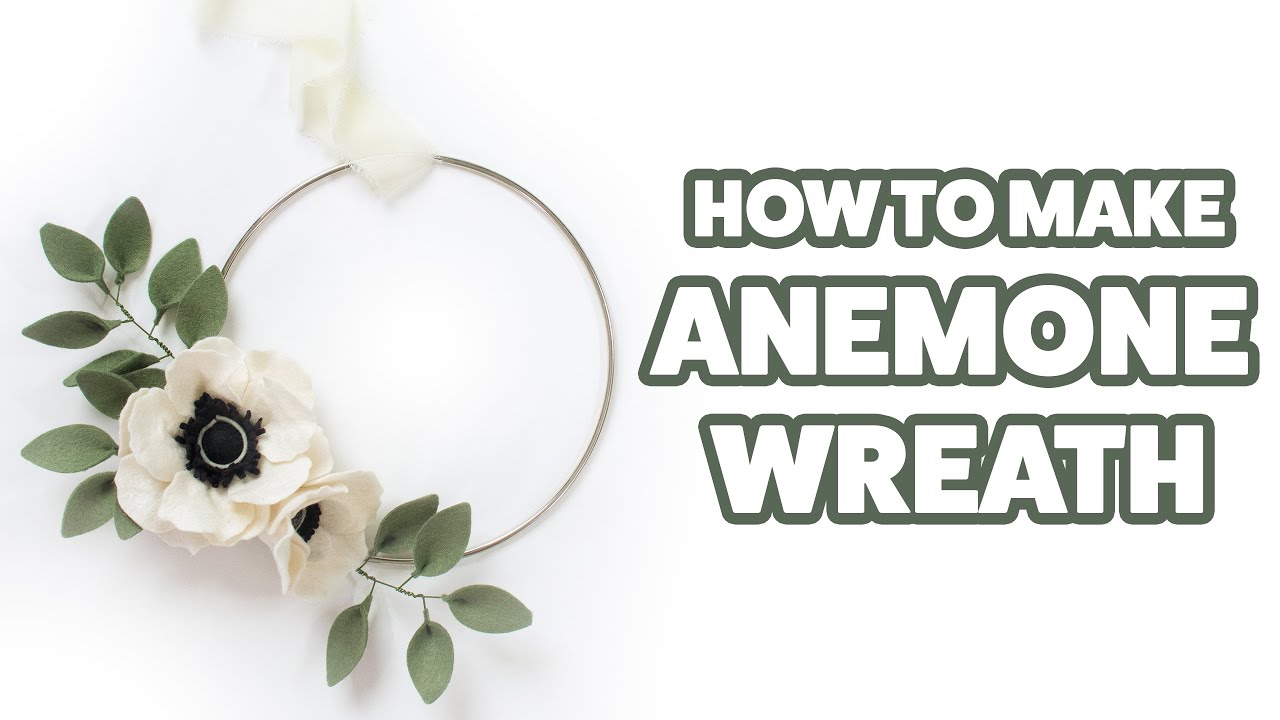 How to make DIY Anemone Felt Flower Hoop Wreath - Tutorial