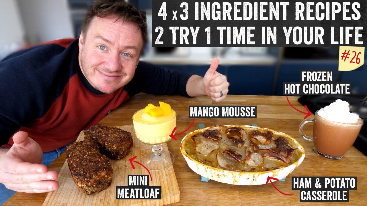Make a 3 Course Meal & a drink with 3 Ingredients each | inc Mango Mousse