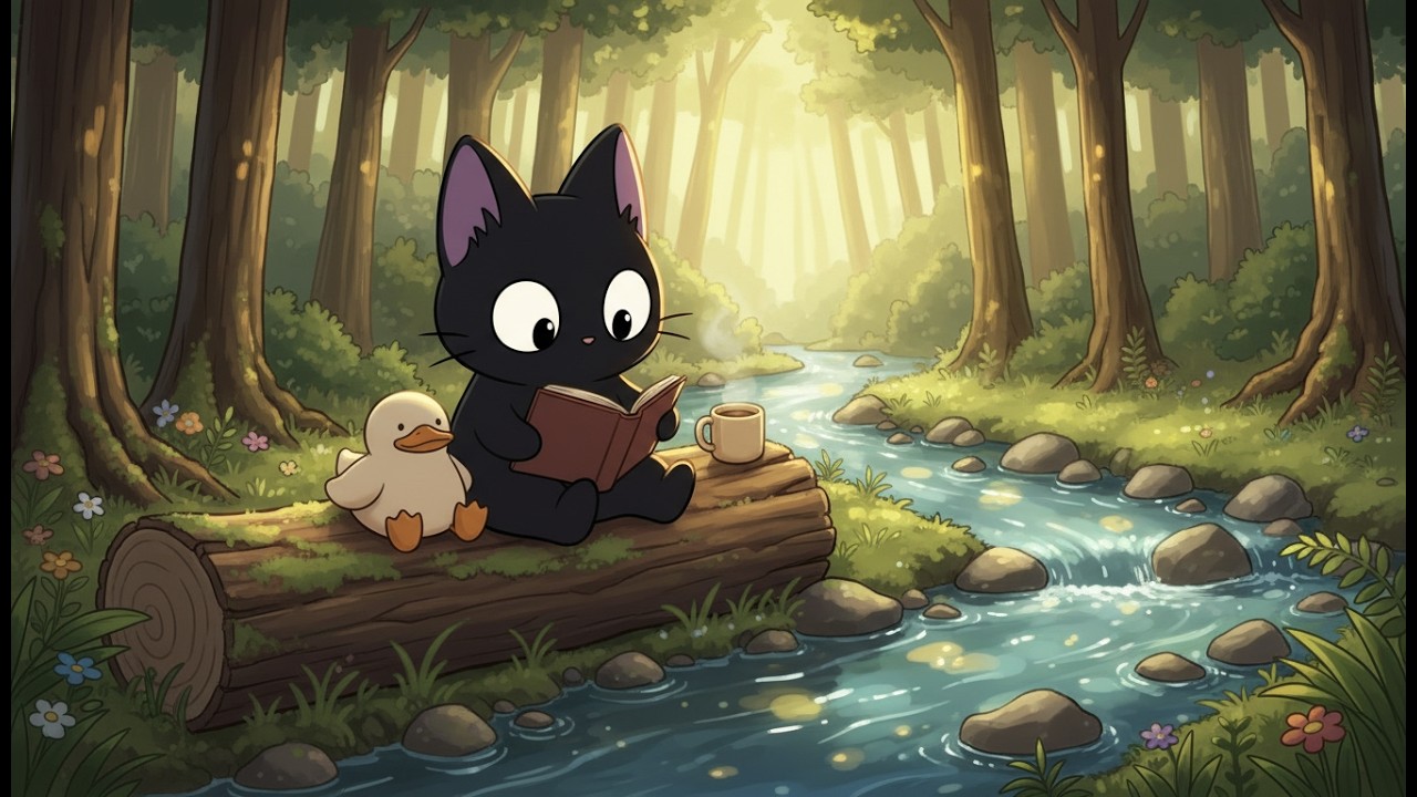 Waffle’s Forest Book Nook 📚 Soft Lofi to Escape With#lofihiphop #chillmusic #coffeemusic #studymusic