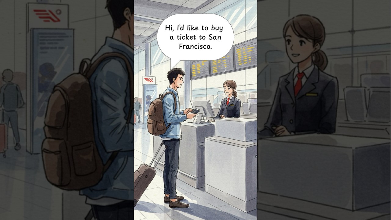🎫 Buying a Plane Ticket at the Airport &ndash; English Conversation Practice #learnenglish