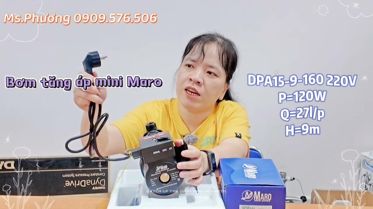 Bơm tăng áp mini Maro DPA15-9-160 120W bơm được nước nóng giá cực tốt