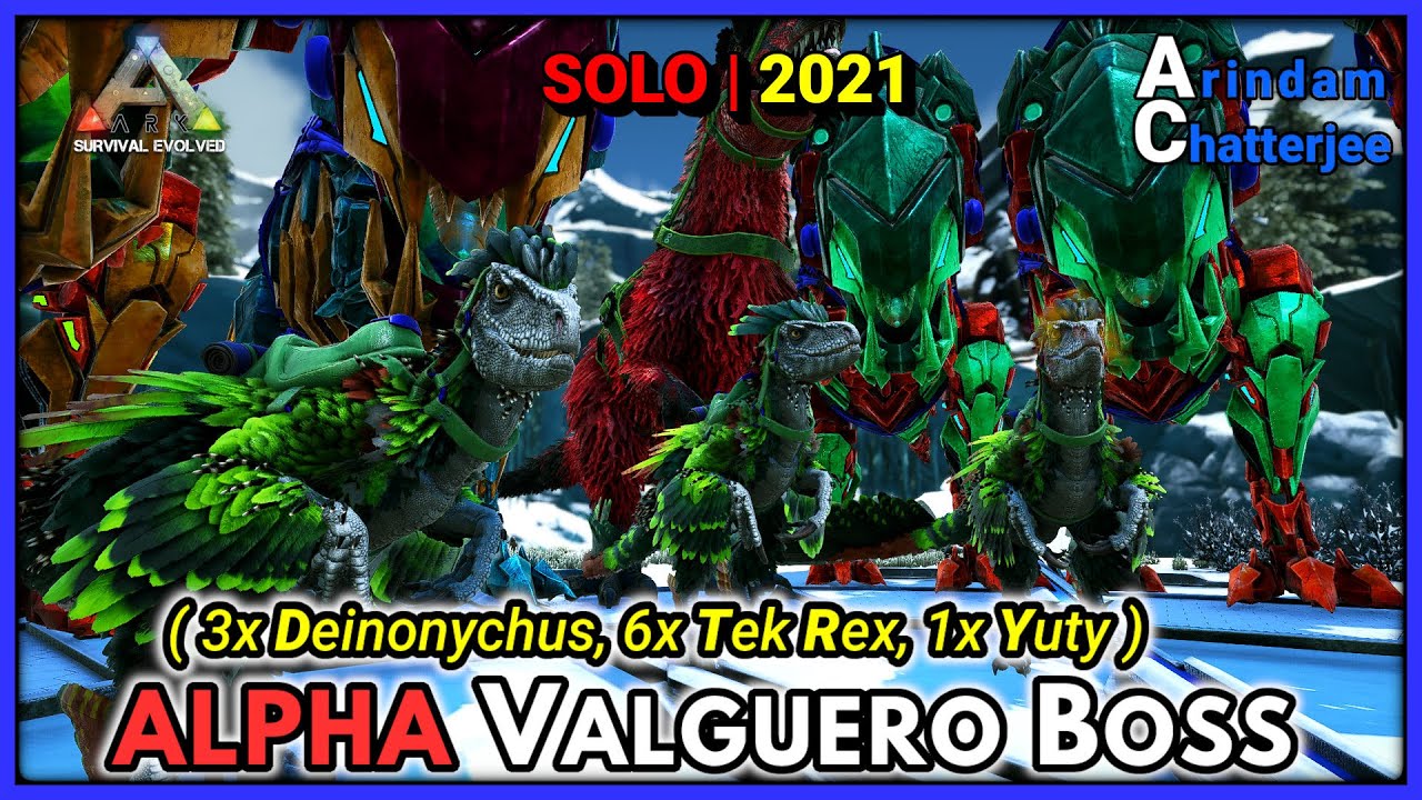Ark Valguero - SOLO ALPHA VALGUERO BOSS FIGHT with 3x Deinonychus, 6x TekRex - S2E232
