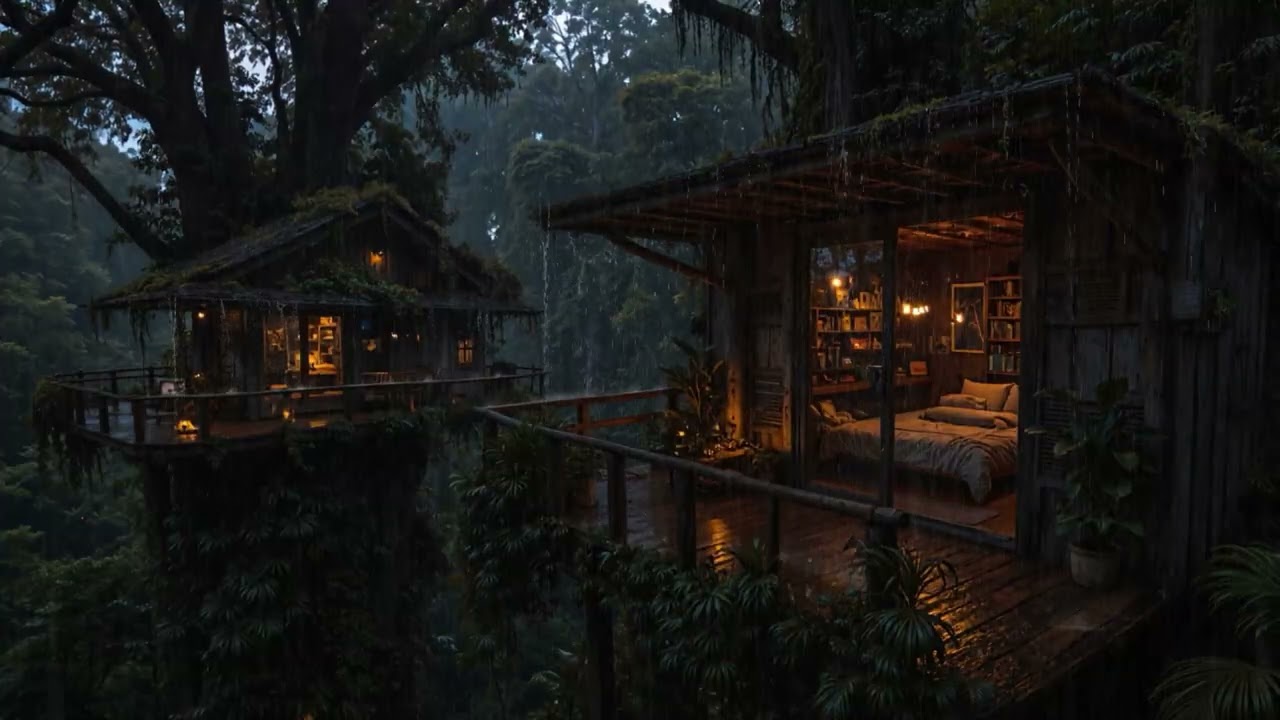 Rainy Night Calm Surrounding a Secluded Forest Cabin 🌧️ | Relaxing Sleep Sounds