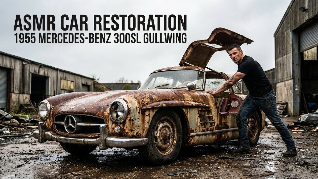 This Abandoned 1955 Mercedes-Benz 300SL Gullwing Was Restored in Silence (ASMR)