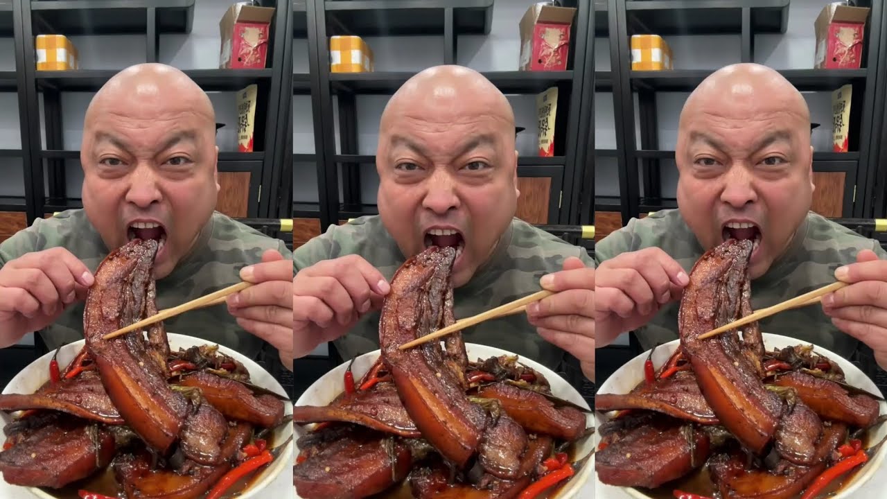 Yummy #108 : Eat roll belly braised pork belly 😋😋 #mukbang #eatingshow #porkbelly #eating 