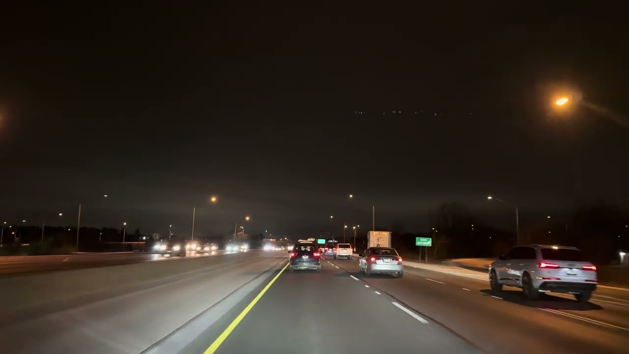 Night drive Chicago I55 south to Elwood,IL 4k