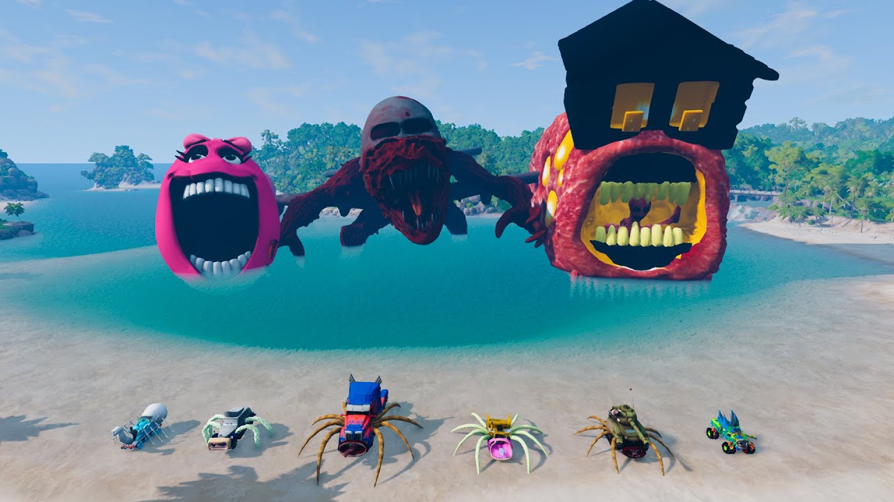 ALL MONSTERS Big & Small Cars with NEW BOU'S REVENGE & BUS EATER & CAR EATER – BeamNG Drive