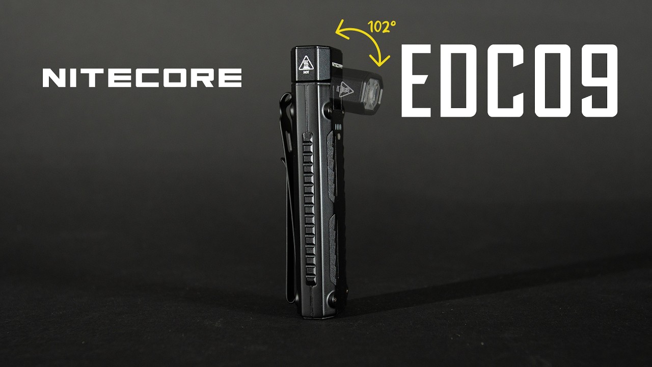 Обзор и распаковка фонаря Nitecore EDC09 с поворотной головкой и плоской задней панелью.