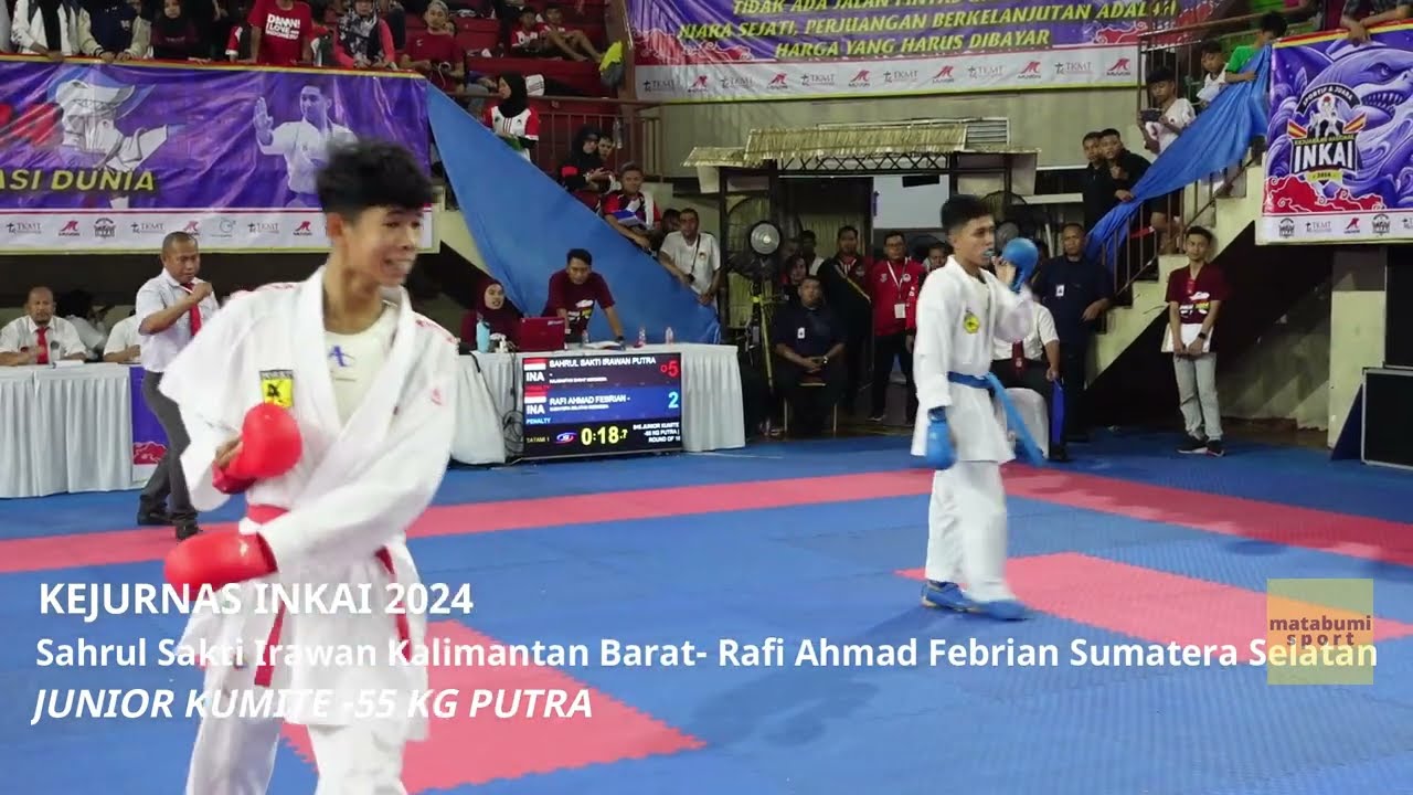 KEJURNAS INKAI 2024 | Sahrul Sakti Irawan VS Rafi Ahmad Febrian | JUNIOR KUMITE -55 KG PUTRA