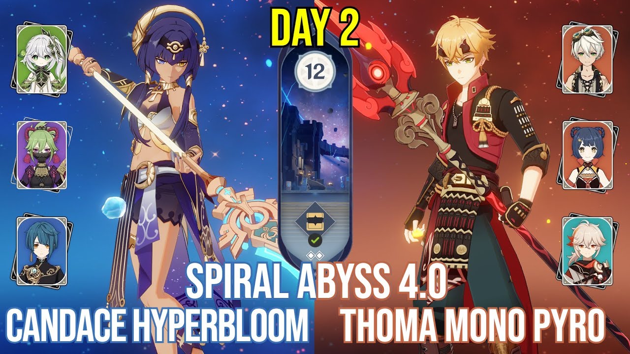 C6 Candace Hyperbloom & C6 Thoma Mono Pyro - Genshin Impact Spiral Abyss Version 4.0