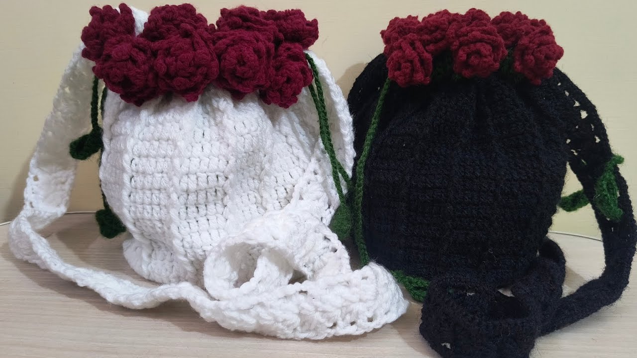 Crochet Potli Bag|Rose Bouquet Bag|Step by step tutorial#crochetbag #rosebouquetbag #viralcrochetbag