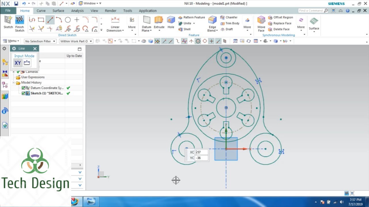 Unigraphics NX- Sketch Example 3 with constraints and Dimensioning for beginners
