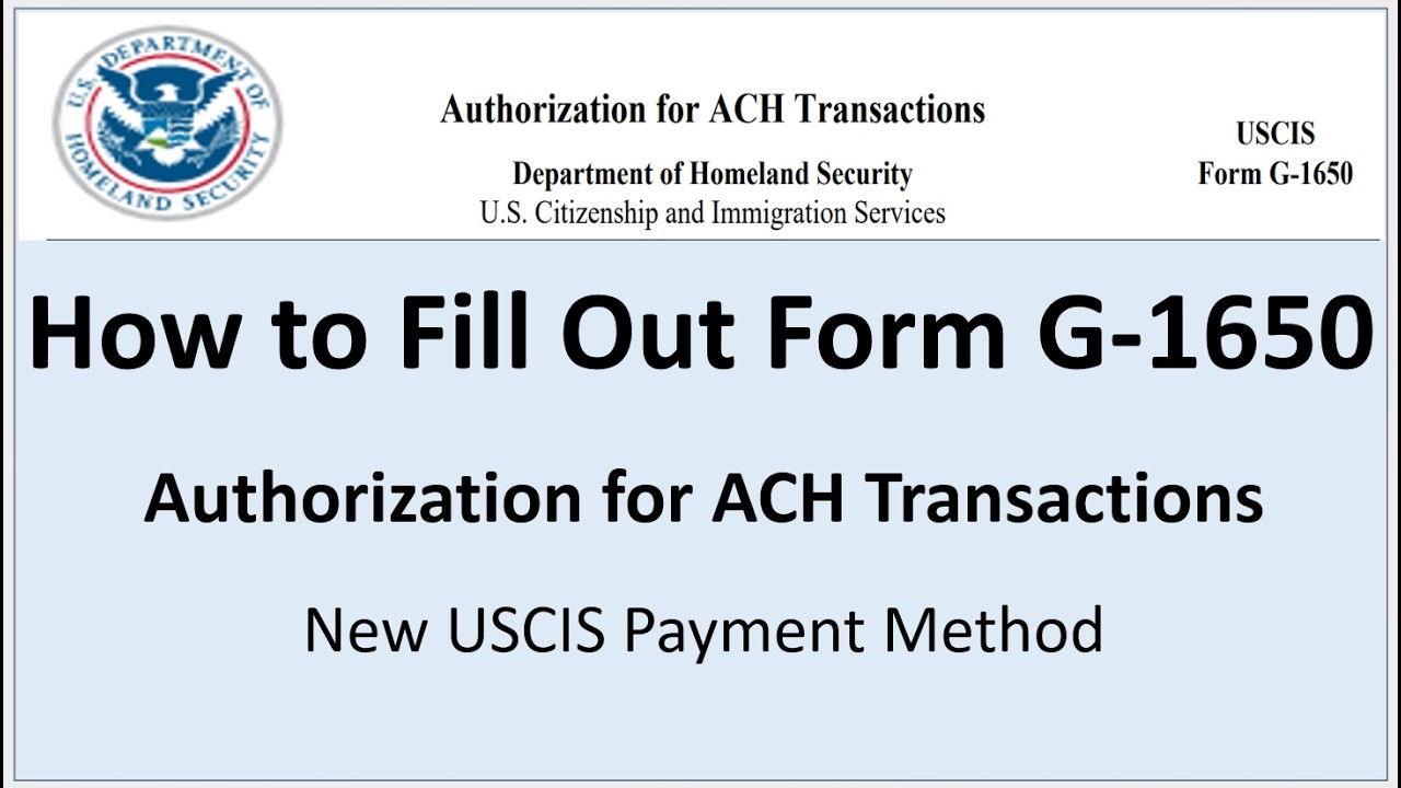 How to Fill Out Form G-1650 Authorization for ACH Transactions