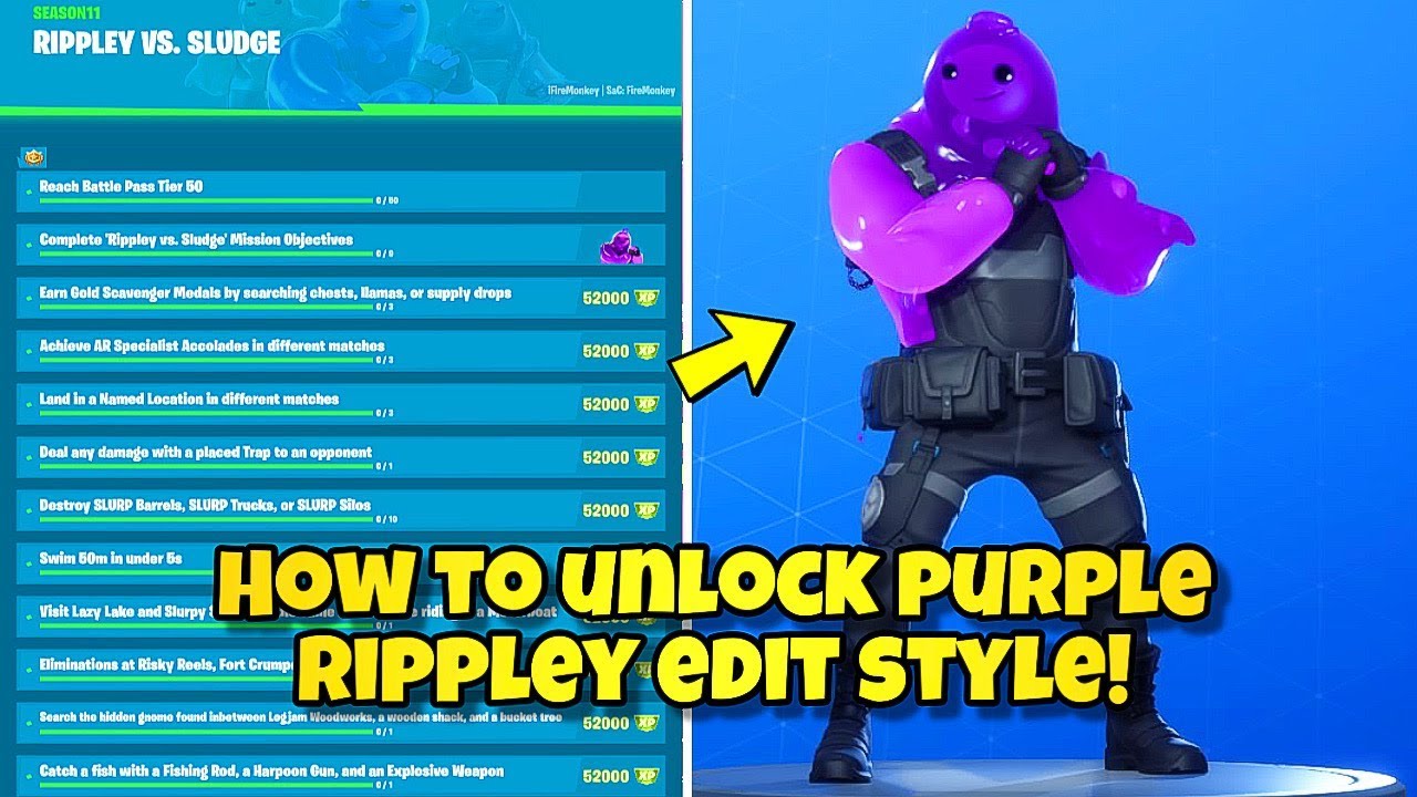 *NEW* HOW TO UNLOCK PURPLE RIPPLEY VS SLUDGE EDIT STYLE! Fortnite Chapter 2 OVERTIME CHALLENGES