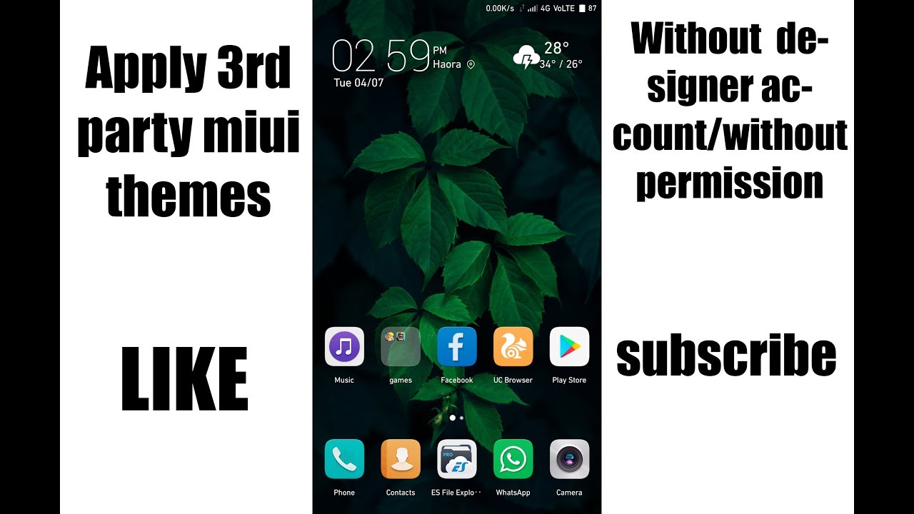 how to apply miui 3rd party themes without designer account/permission