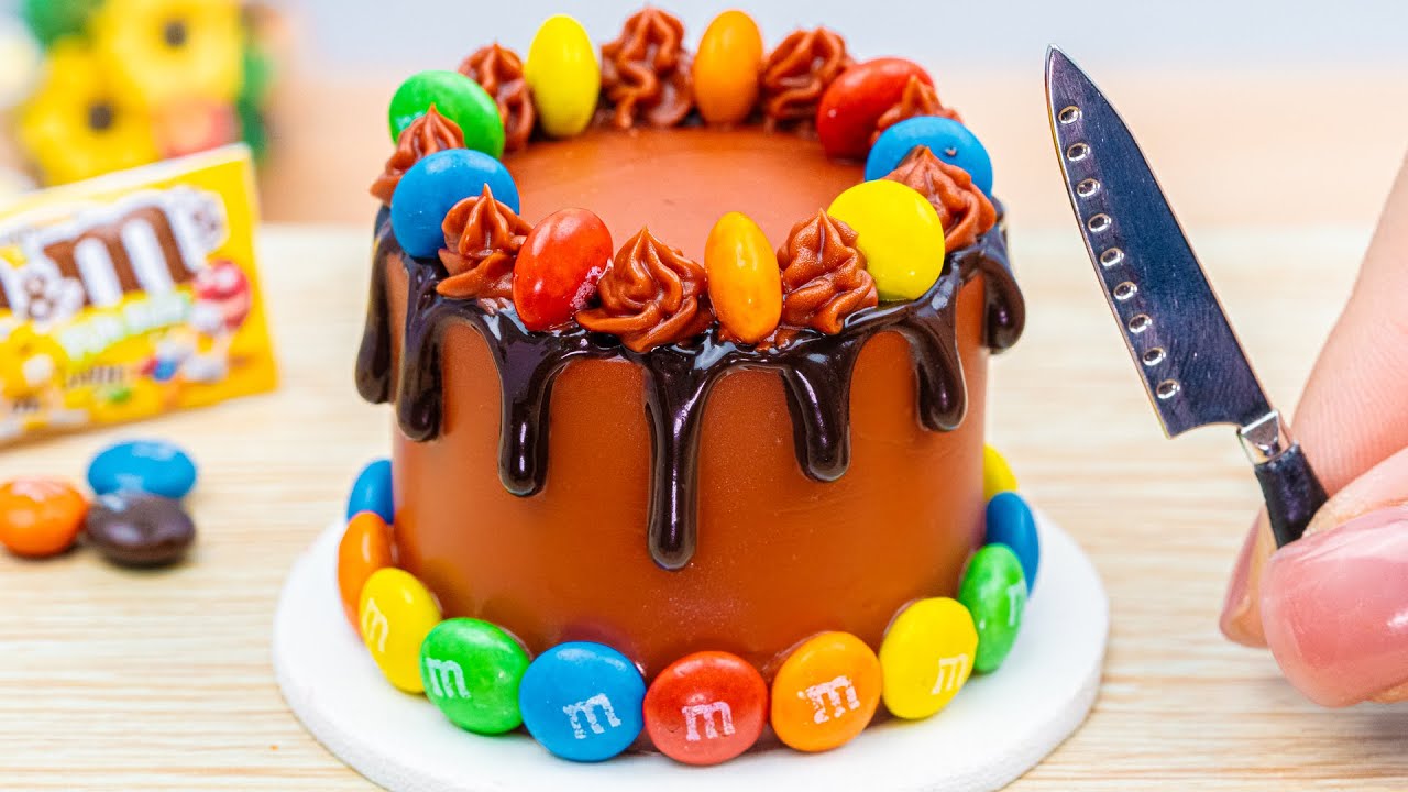 Miniature Chocolate Cake Decorating With M&M's Candy | Best Of Miniature Cake Recipe By Yummy Bakery
