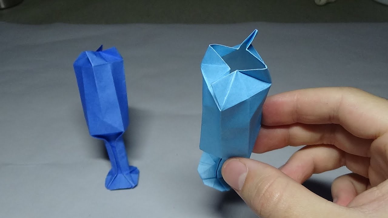 Origami Wine Glass Container - Opens and Closes - Pure Origami Tutorial