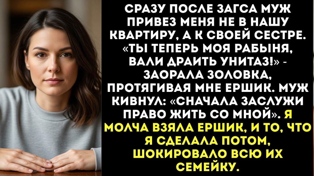 «Ты теперь моя рабыня, вали драить унитаз!» — заорала золовка, в день нашей свадьбы...