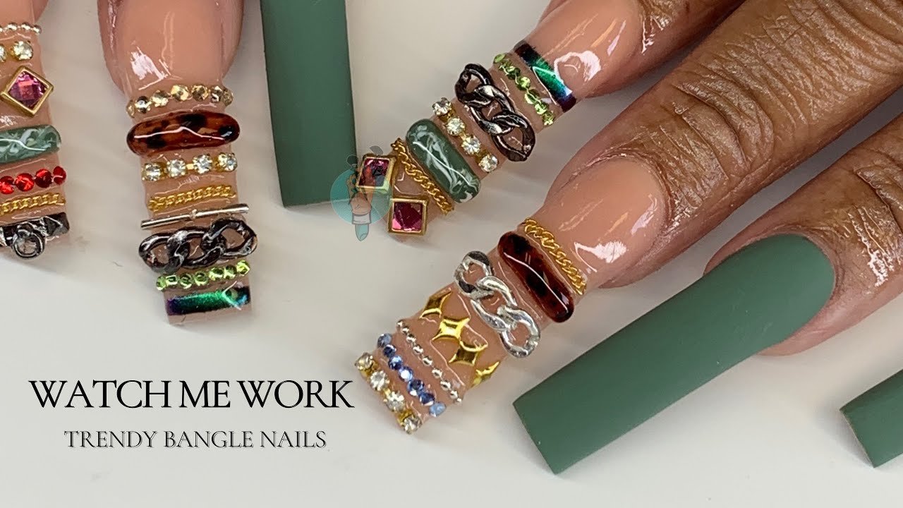 Trending ✨ Fall Nail Art w/ Bangle Design 🍁🍂