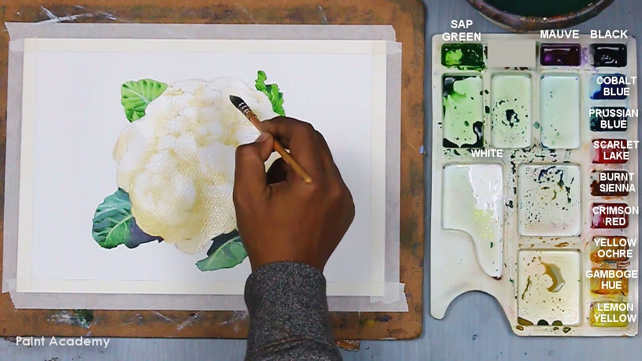 How to Paint Cauliflower in Watercolor | Watercolor step by step