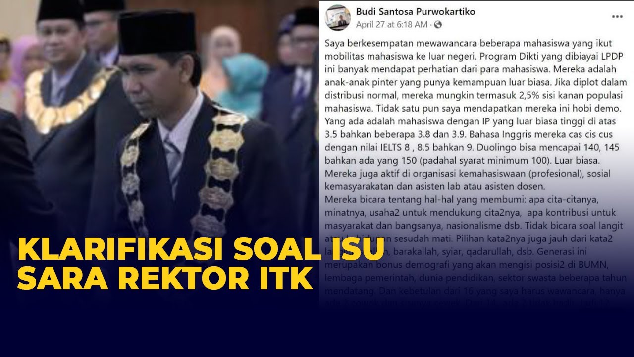 Klarifikasi Kampus ITK Soal Rektor Sebut Hijab Peserta LPDP Manusia Gurun