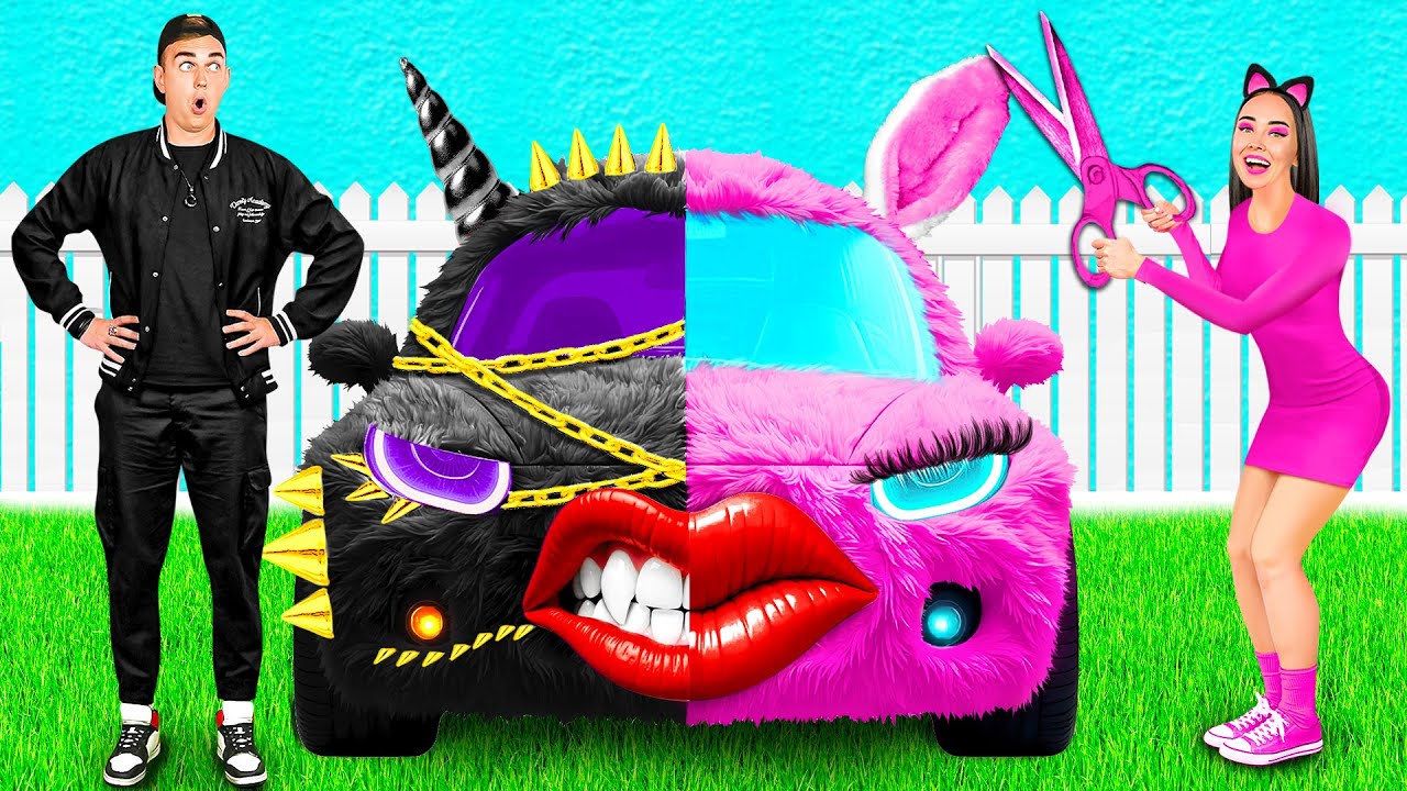 Pembe Araba ve Siyah Araba Mücadelesi | Çılgın Şaka Fikirleri TeenTeam Challenge