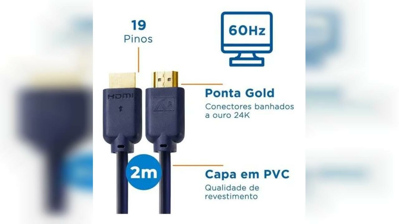Review: Cabo Hdmi 2.0 4k Blindado 2m Ponta Gold 60hz Aquário