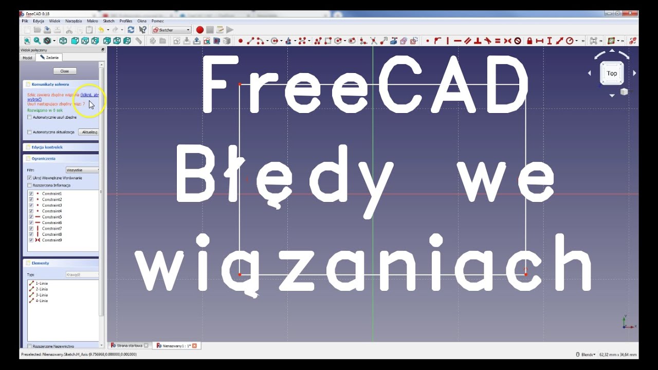 FreeCAD Zbędne wiązania