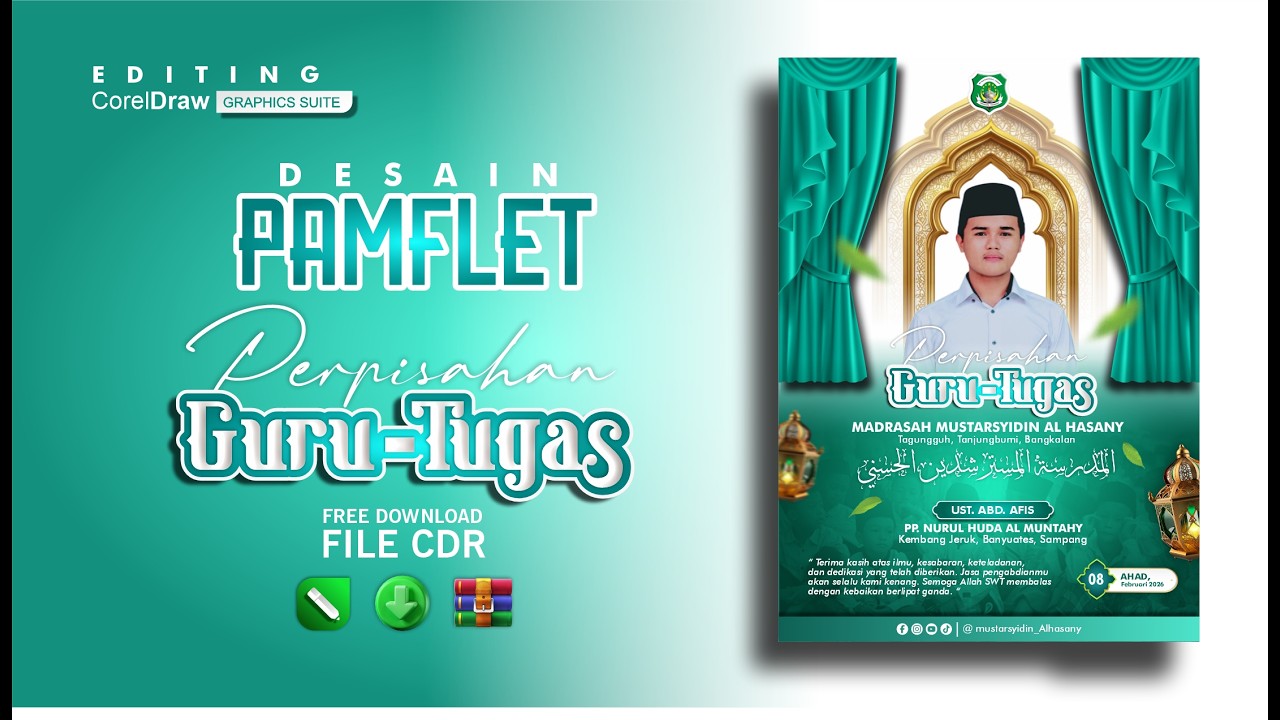 Drsain Pamflet perpisahan guru tugas | GRATIS DOWNLOAD CDR @MajelisEditing