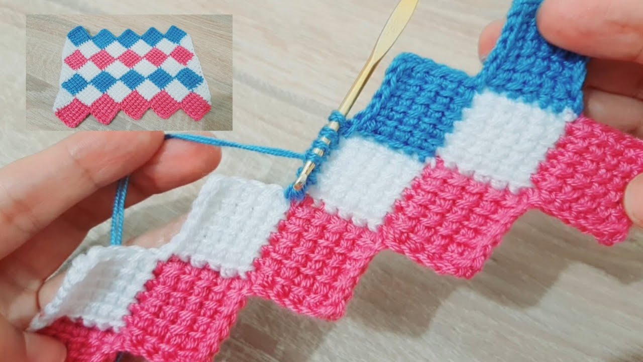 غرزة كروشيه تونسي سهلة جدا/ غرزة كروشيه جميلة جدا super easy Tunisian crochet/  crochet Stitches