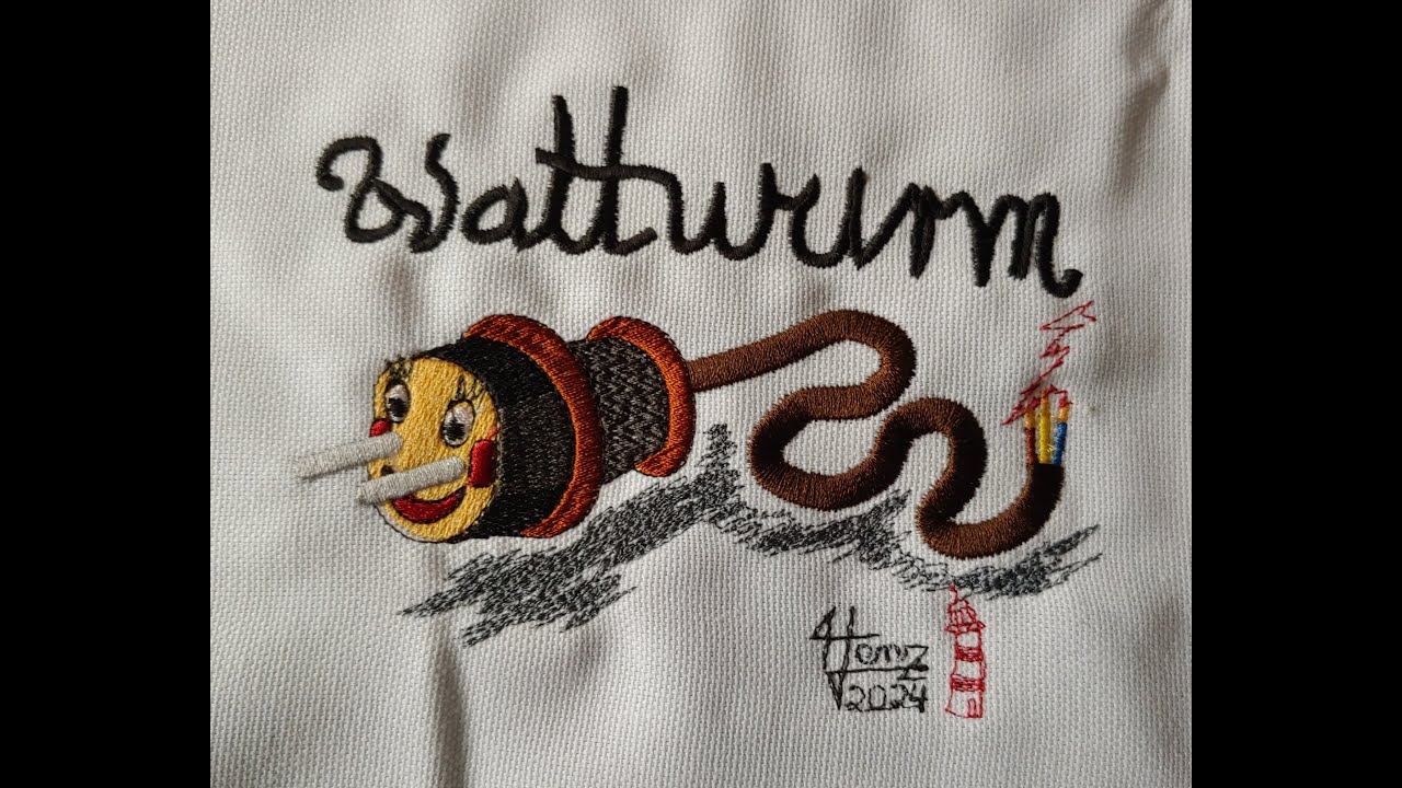 Wattwurm Video, Kunst von HARTi Lenz, Stickmaschine Janome, Hobby, Stickdatei.