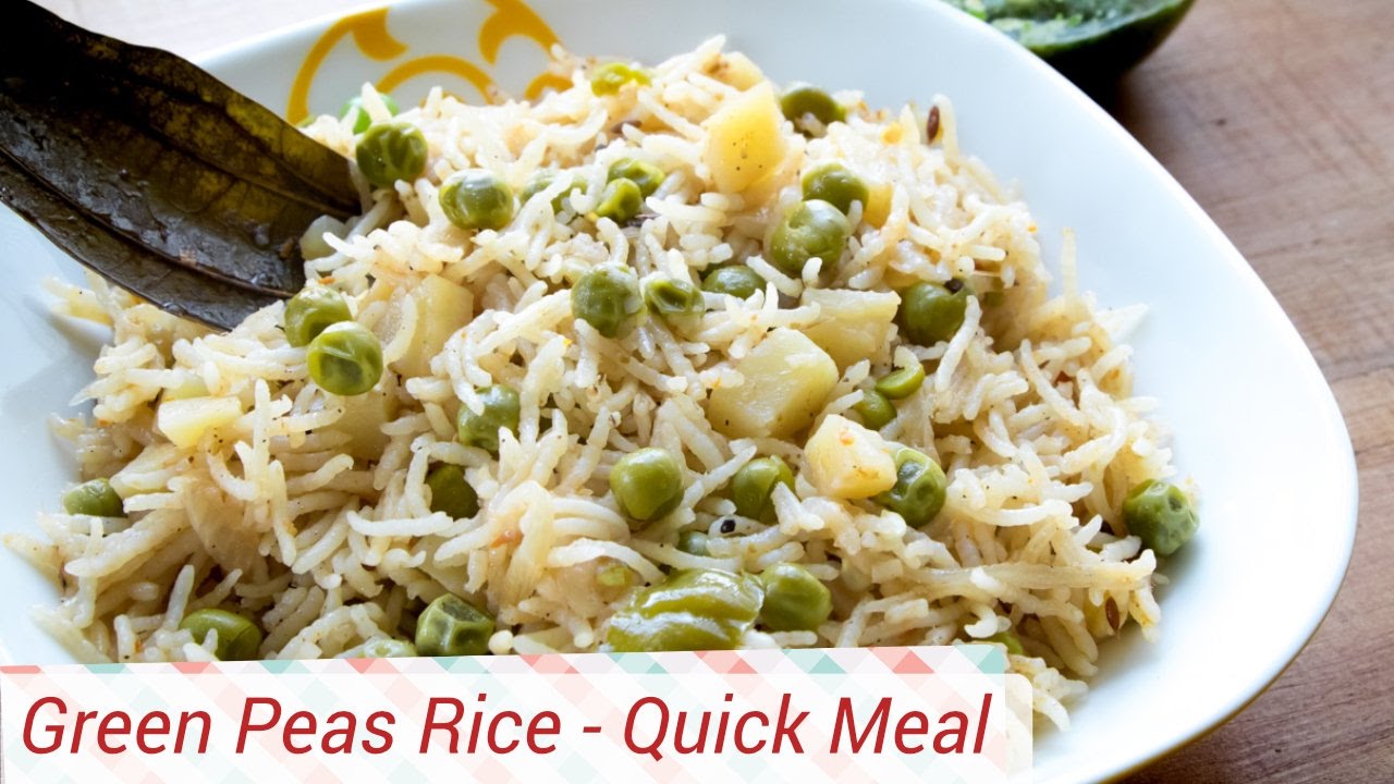 Quick Peas Rice  / Matar Pulav in pressure cooker -  Quick dinner recipe
