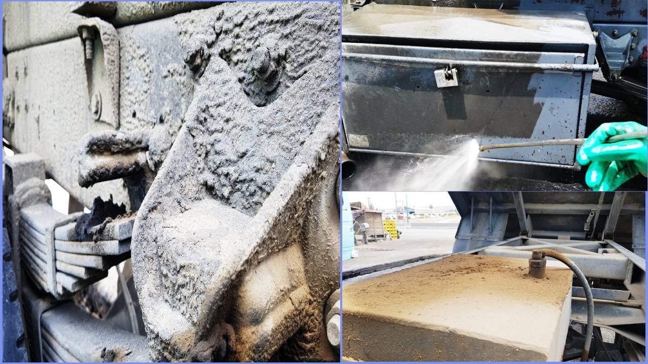BUDSUN truck washing: TINY dump truck but BULKY in MUD! How to pressure washing to remove MUD?!
