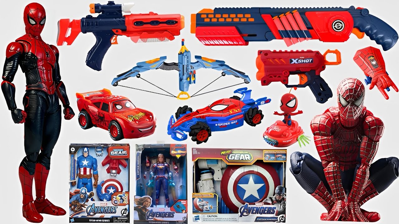 Marvel Spider-Man series unbox,popular Spider-Man action dolls,Spider-Man popular electric toy gun