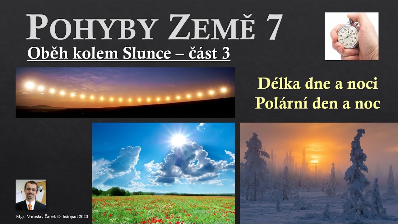 Pohyby Země 7 - Oběh kolem Slunce 3 (DÉLKA DNE A NOCI, POLÁRNÍ DEN, POLÁRNÍ NOC)