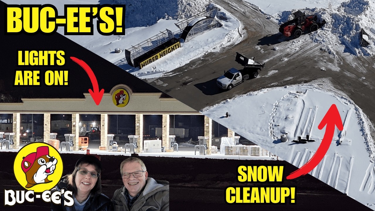 Ohio’s First Buc-ee’s Snow Cleanup and Turns on the Lights ❄️ | Huber Heights Construction Update