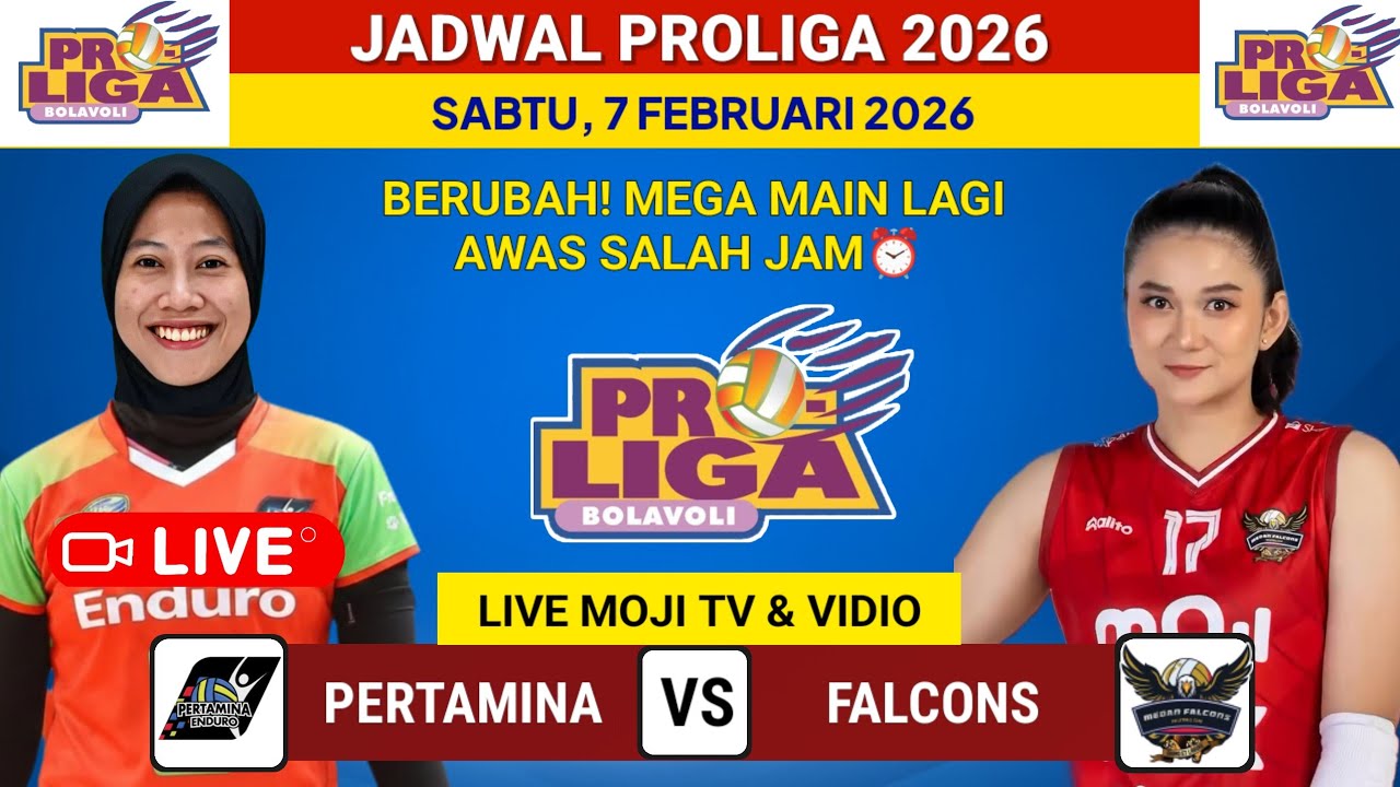 JADWAL SIARAN LANGSUNG HARI INI: jadwal Pertamina Enduro vs Falcons -Jadwal Proliga-TopSkor Megawati
