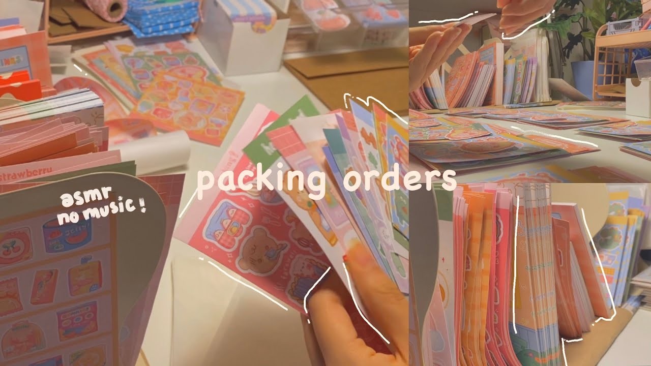 packing orders orders for my small business 🍄 asmr no music / talking